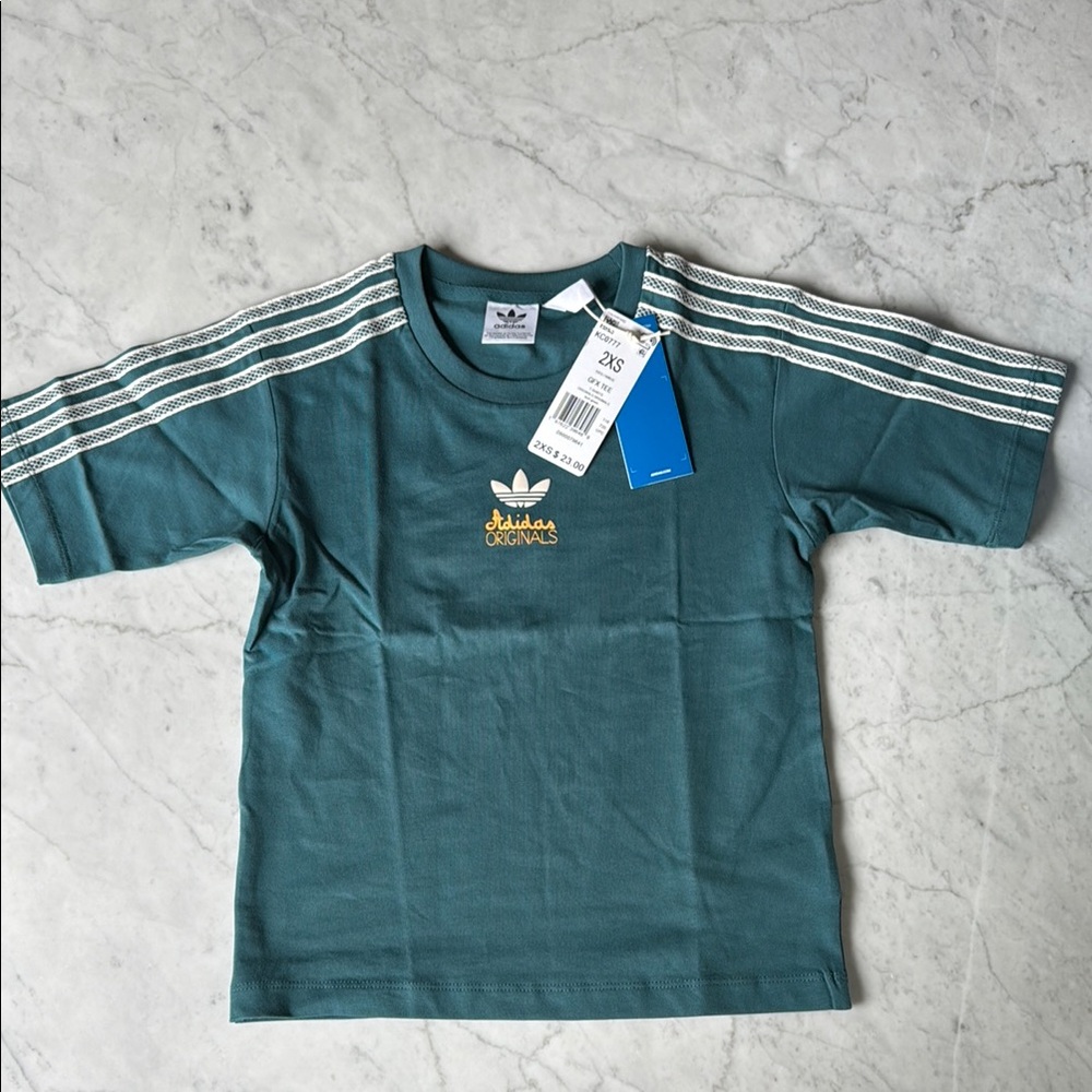 Adidas Green Short Sleeve Tee with Trefoil Logo